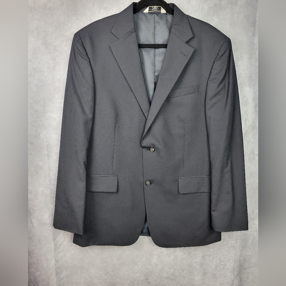 VERSINI 43L charcoal gray suit jacketoffice Career Muss blazer men's 100% Wool